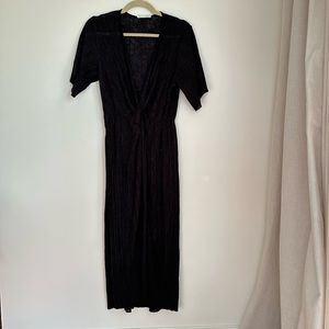 Nordstrom Black Plunging Deep V Cocktail Party Dress